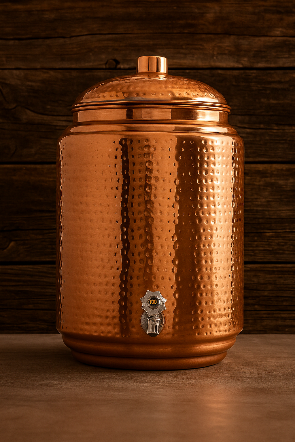 4.5L Pure Copper Hammered Water Dispenser with Tap – Handcrafted Joint-Free Jug