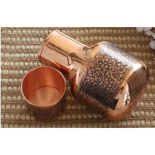 Copper Hammered Embossed Pitcher Bottle image 2