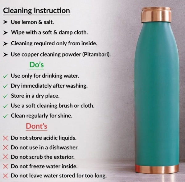 Copper Silk Finish Bottle Turquoise 900ml