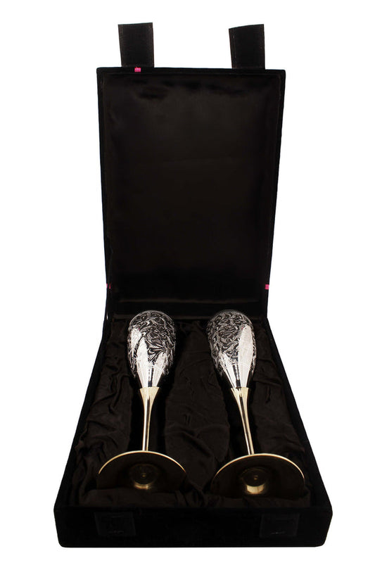 Silver and Brass Glass Gift Set of 2