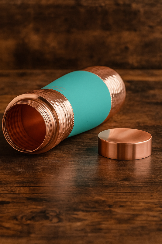 Copper Hammered Green silk finish Bottle 1000ml