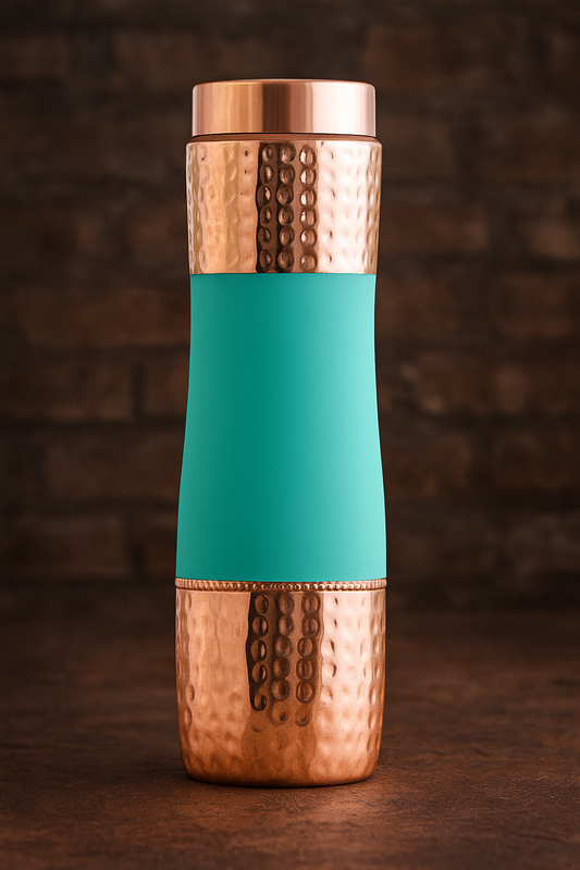 Copper Hammered Green silk finish Bottle 1000ml