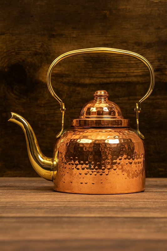 Copper Designer Mughlai Tea Pot with Inner Lining