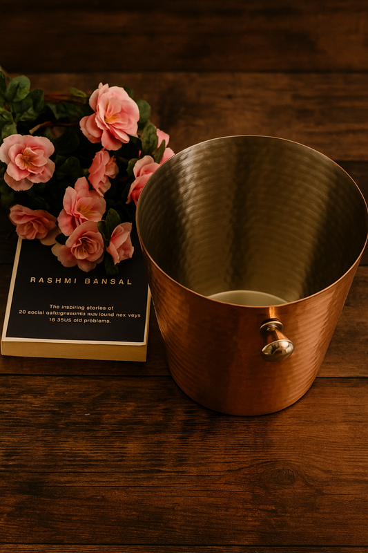 4L Hammered Copper Finish Wine Cooler – Handcrafted Barware Bucket