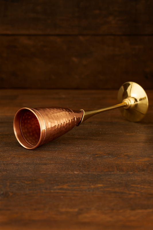 Copper Hammered Champagne Glass with Brass Stem – Handcrafted Barware