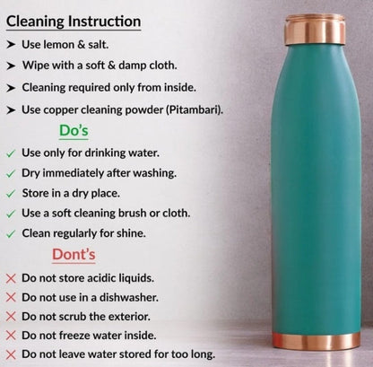 Copper Silk Finish Bottle Turquoise 900ml