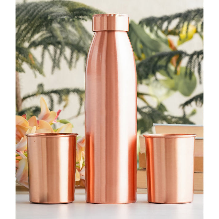 Copper water bottle with glass image 3