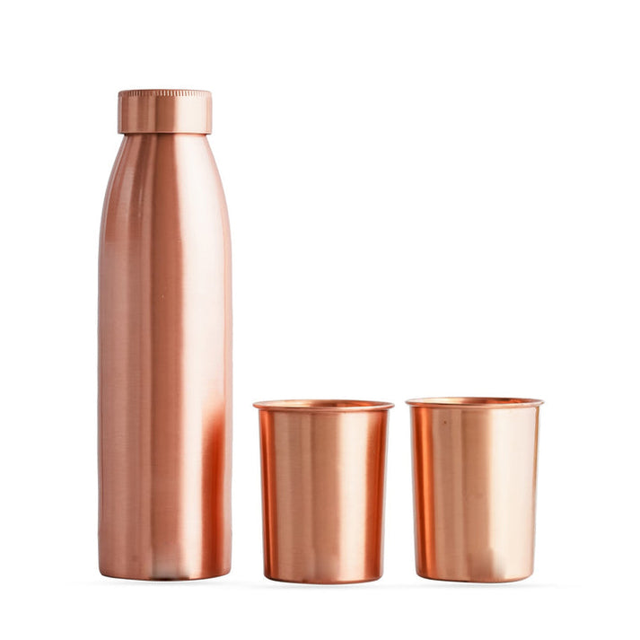 plain copper water bottle with glass image 3