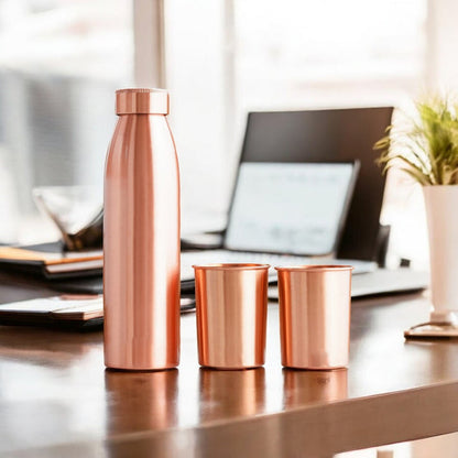 plain copper water bottle with glass image 2