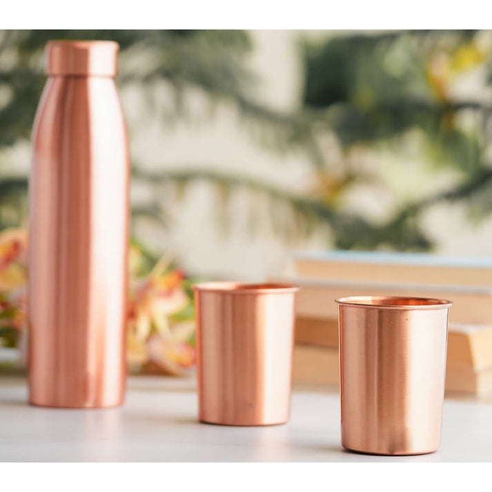 Copper Bottle and Glass Gift 3 Pc Set 2