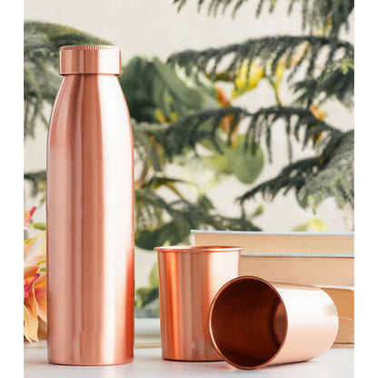 Copper water bottle with glass image 2