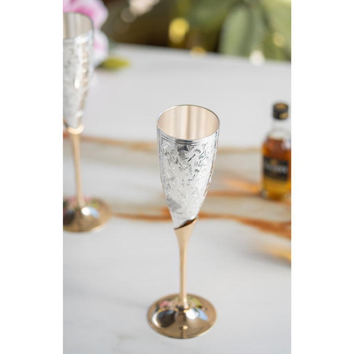 Elegant champagne glass set placed on table – luxury drinkware by Natures Cart