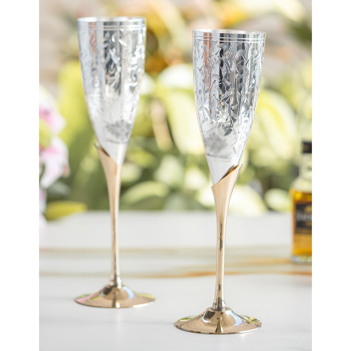Silver & Brass Glass Gift Set of 2