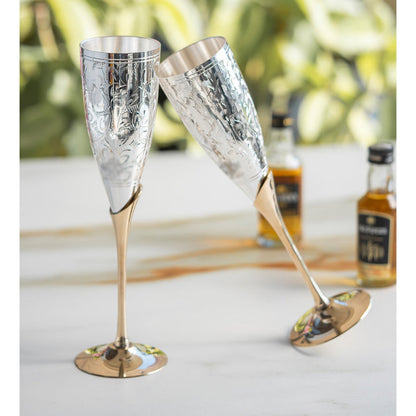 Silver & Brass Glass Gift Set of 2