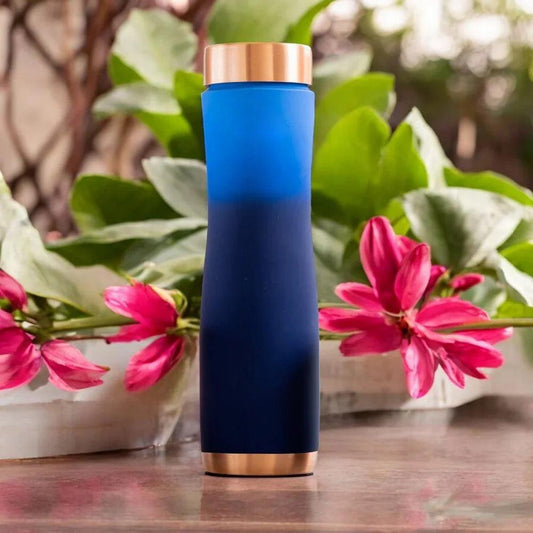 Blue Pyramid Design Copper Water Bottle 